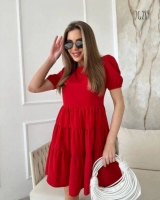 Платье ярусное с коротким рукавом красное G289