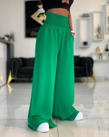 Широкие брюки Сингапур пояс резинка зеленые M29