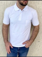 Мужская футболка с кармашком поло белая V107