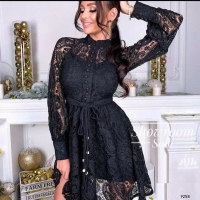 Платье винтажное гипюр черное A258