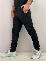 Мужские брюки с начесом карман на молнии черные 10.23 V107