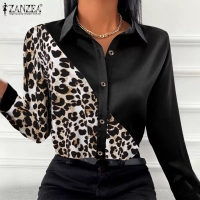 Рубашка лайт леопардово-черная A110