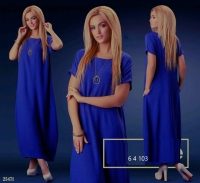 Платье длинное SIZE PLUS бингалин яр-синее K41-3
