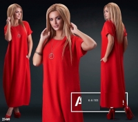 Платье длинное SIZE PLUS бингалин красное K41-3