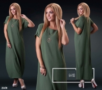 Платье длинное SIZE PLUS бингалин хаки K4-103