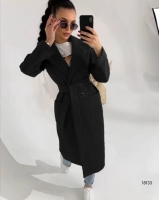 Пальто с крупными карманами с кашемиром черное A133