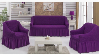 Натяжные чехлы на мягкую мебель диван и 2 кресла purple_Новая цена