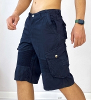 Мужские шорты с карманами хб тем-синие V107